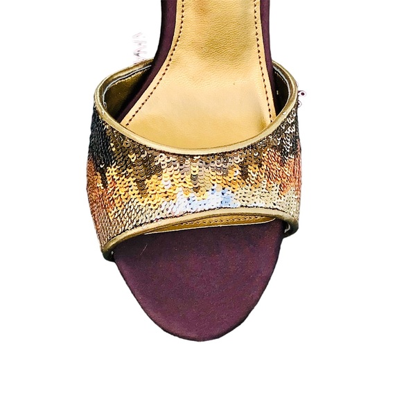 Nina brown satin heels with ombré sequins Sz 8 eu 38 - Picture 10 of 16